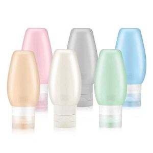 Travel Bottles TSA Approved, 3oz Leak Proof BPA Free Silicone Cosmetic Travel Size Toiletry Containers for Shampoo Lotion Soap (6Pcs)