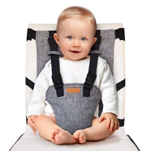 liuliuby Travel Harness Seat – Fabric Baby Portable High Chair for Travel – Travel High Chair Seat Sack – Portable Baby Seat with Safety Harness – Parent Pouch Must Haves Baby Travel Essential