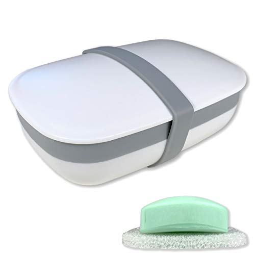 kiasona Travel Soap Box,soap Bar Holder Dish Container Case with Sponge saver Drain&Silicone Band,Strong Sealing,Leak Proof,Portable,Best for Bathroom,Shower,Gym,School,Camping,Hiking,Vacation,Outdoor | The Storepaperoomates Retail Market - Fast Affordable Shopping