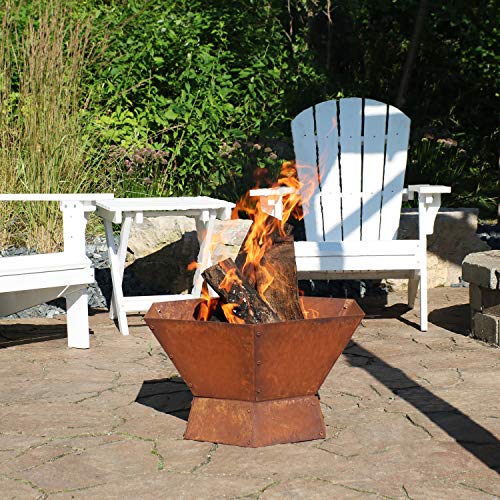Sunnydaze Rustic Affinity Raised Outdoor Fire Pit Kit – 23-Inch Oxidized Hexagon-Shaped Steel Outdoor Wood-Burning Lawn and Backyard Bonfire Fireplace | The Storepaperoomates Retail Market - Fast Affordable Shopping
