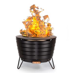 TIKI Brand 25 Inch Stainless Steel Smokeless Fire Pit – Includes Wood Pack and Cloth Cover