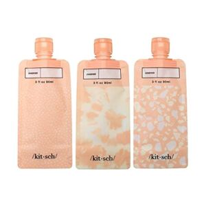 Kitsch Refillable Flat Pouch Travel Bottles Set | Leak-Proof Travel Bottles for Toiletries | TSA-Approved Travel Size Toiletries Containers | 3oz Reusable Travel Bottles for Shampoo | Holiday Gift