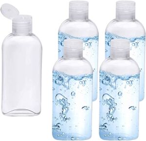 Clear Plastic Empty Squeeze Bottles 5 Pack 3.4oz/100ml with Flip Cap TSA Travel Bottle for Shampoo, Conditioner & Lotion (5 Counts)