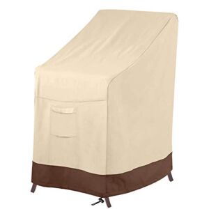 Vailge Stackable Patio Chair Cover,100% Waterproof Outdoor Chair Cover, Heavy Duty Lawn Patio Furniture Covers,Fits for 4-6 Stackable Dining Chairs,36″ Lx28 Wx47 H,Beige&Brown