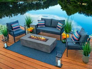 Juno 4 Piece Outdoor Furniture Conversation Set with 56″ Rectangular Propane Gas Fire Pit Table