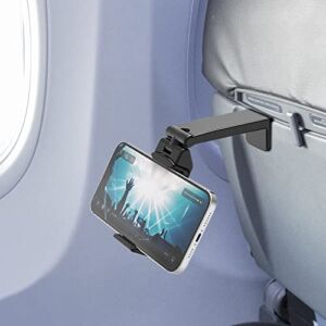 BEYOND CELL Travel Essentials for Flying, Universal Seat Back Tray Table Hands Free Phone Clip Holder, Travel Must Haves Adjustable Pocket Size Compatible with iPhone and Android