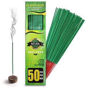 Mosquito Repellent Incense Sticks 50 Pieces per Box, Repellent for Patio /Natural Ingredients Citronella Oil/Lemongrass Oil/Made with Natural Based Essential – DEET Free – Mosquito Repellent Outdoor