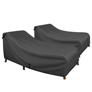 Porch Shield Patio Lounge Chair Cover – Waterproof Outdoor Chaise Lounge Chair Covers 2 Pack – 84W x 32D x 34H inch, Black
