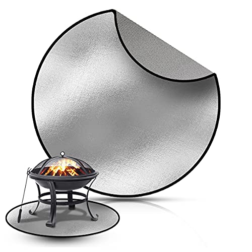 Fire Pit Deck Protector Round Fire Pit Grill Mat Heat Resistant for Fireplace Stove Fireproof Patio Shield for Indoor Outdoor BBQ Bonfire Camping Grilling Portable Fire Defender (24.0) | The Storepaperoomates Retail Market - Fast Affordable Shopping