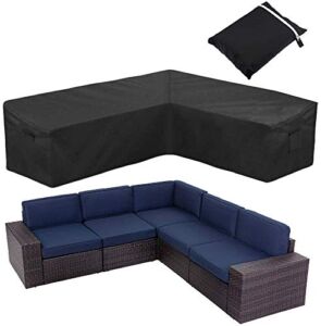 Patio Rattan Corner Sofa Furniture Covers UCARE Waterproof 420D Fabric L Shaped Garden Furniture Sectional Couch Protector Cover for Outdoor Indoor Veranda with Handle