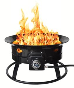 Flame King Smokeless Propane Fire Pit, 19-inch Portable Firebowl, 58K BTU with Self Igniter, Cover, & Carry Straps for RV, Camping, & Outdoor Living
