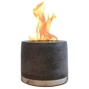 ROUNDFIRE Concrete Tabletop Fire Pit – Ethanol Fire Pit, Fire Bowl, Mini Personal Fireplace for Indoor & Garden – Bio Ethanol Fuel