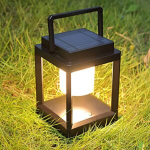 LETRY Outdoor Table Lamp, 3-Level Brightness LED Nightstand Lantern, Portable Rechargeable Solar Lamp Waterproof, Touch Control Outdoor Lamps Cordless Lantern for Patio/Walking/Reading/Camping