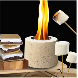 Aobaks Small Table Top Fire Pit Fireplace, Indoor Outdoor Table top Fireplace, Portable Concrete Bowl Pot ,Indoor Smores Maker