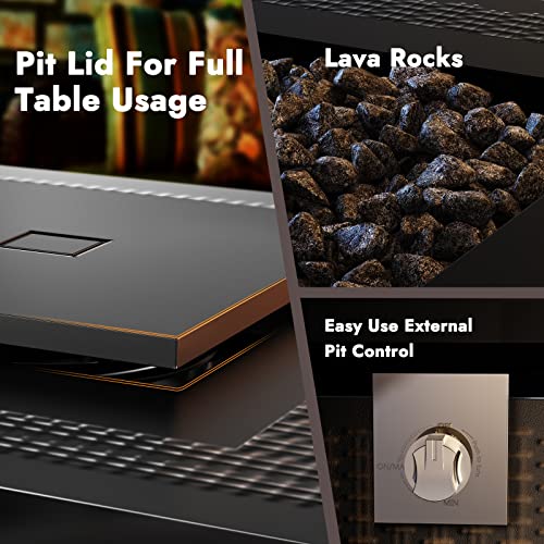 Ciays Propane Fire Pits 28 Inch Outdoor Gas Fire Pit, 50,000 BTU Steel Fire Table with Lid and Lava Rock, Add Warmth and Ambience to Gatherings and Parties On Patio Deck Garden Backyard, Black | The Storepaperoomates Retail Market - Fast Affordable Shopping
