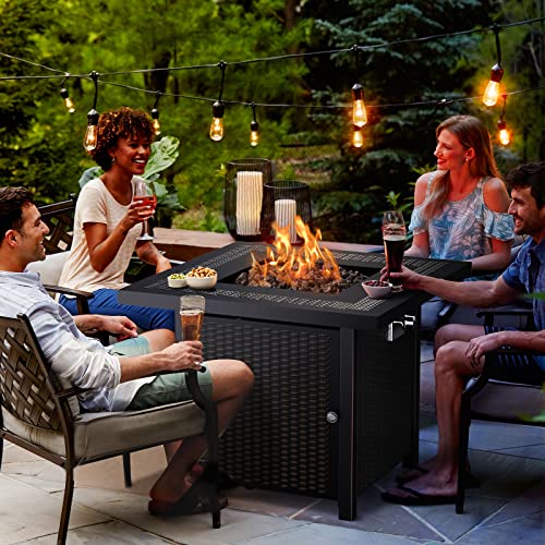 Ciays Propane Fire Pits 28 Inch Outdoor Gas Fire Pit, 50,000 BTU Steel Fire Table with Lid and Lava Rock, Add Warmth and Ambience to Gatherings and Parties On Patio Deck Garden Backyard, Black | The Storepaperoomates Retail Market - Fast Affordable Shopping