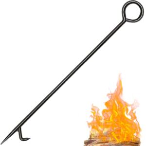 Fire Poker for Fireplace. 40 in Heavy Duty Fireplace Poker. Wrought Iron Steel Fire Pit Poker. Rust Resistant Black Finish Fire Poker for Fire Pit. Outdoor and Indoor Fireplace Fire Pit Tools.