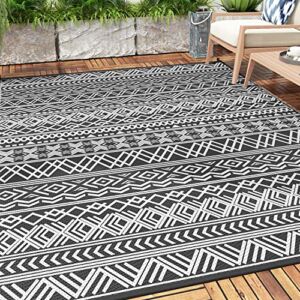MontVoo-Outdoor Rug Carpet for Patio RV Camping 6x9ft Waterproof Reversible Portable Plastic Straw Rug Outside Indoor Outdoor Area Rug Mat for Patio Clearance Decor Balcony Picnic Geometric Boho Rug