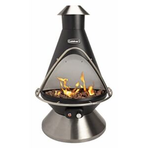 Cuisinart COH-600 Chimenea Propane Fire Pit, Patio Heater with Tip-Over Safety Switch, 8 lbs. Lava Rocks Included, 31″ x 31″ x 48″