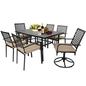 MAGIC UNION 7-Piece Outdoor Dining Sets, Cast Iron Patio Furniture Sets Including 1 Dining Table and 6 Chairs Metal Conversation Set for Backyard,Garden,Deck