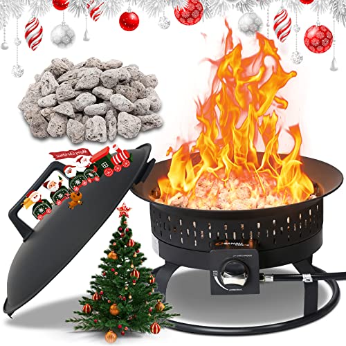 SANAUVULCAN Portable Propane Fire Pit, 58,000 BTU Outdoor Propane Gas Fire Pit for Camping, Backyard, Tailgating and Patio, Gas Fire Pit Bowl with Cover, Lava Rock Stone and Tank Stabilizer Ring | The Storepaperoomates Retail Market - Fast Affordable Shopping