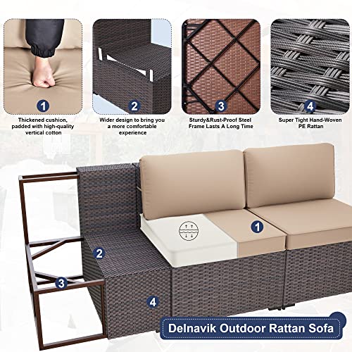 Delnavik Patio Furniture Set with Fire Pit Table 13 PCS Outdoor Sectional Furniture Outdoor Rattan Patio Conversation Sets with 43in 55,000 BTU Propane Gas Fire Pit Table Glass Table, Sand | The Storepaperoomates Retail Market - Fast Affordable Shopping