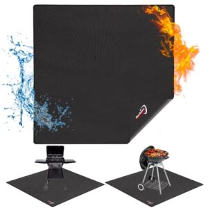 40″ Square Fire Pit Mat Under Grill Mat,DocSafe Fireproof Mat 4 Layers Fire Pit Pad Protect for Deck Patio Grass Outdoor Wood Burning Fire Pit and BBQ Smoker,Portable Reusable and Waterproof,Black