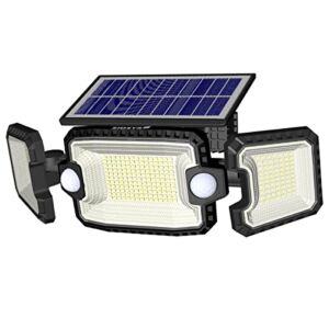 Sidsys Solar Outdoor Lights, IP65 Waterproof Floodlights, 3 Lighting Heads 7300LM 305 LED Adjustable Security Spotlight with 2 Motion Sensors for Garden Yard Garage Patio Pathway 1 Pack