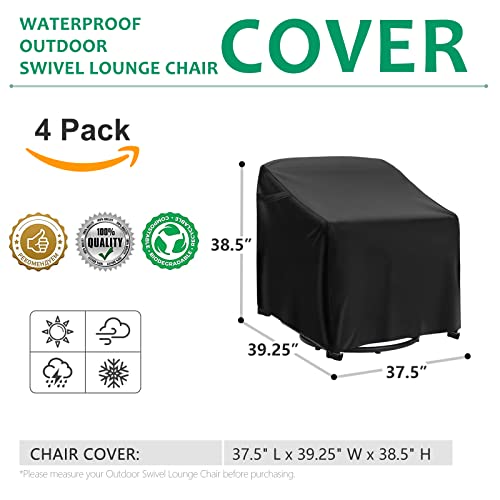 EGIS 4 Pack Waterproof Outdoor Swivel Lounge Chair Patio Furniture Cover (37.5 W x 39.25 D x 38.5) Black | The Storepaperoomates Retail Market - Fast Affordable Shopping