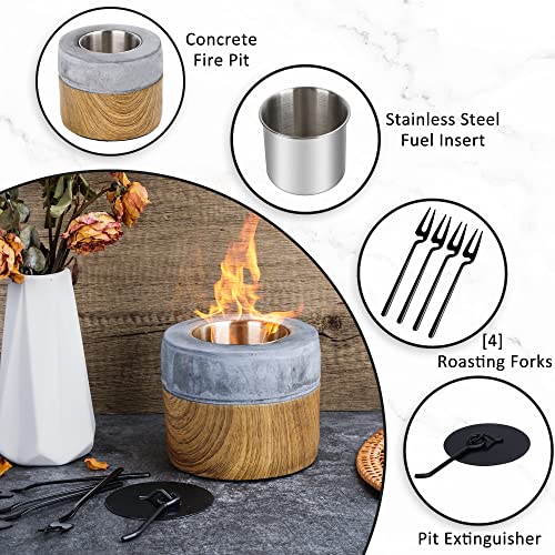 NOCOAL Tabletop Fire Pit with Roasting Forks – Indoor / Outdoor Mini Fireplace – Perfect for Smores – Clean Burning, Real Flame, Concrete Bonfire Bowl fuelled with Rubbing Alcohol or Bioethanol Fuel | The Storepaperoomates Retail Market - Fast Affordable Shopping
