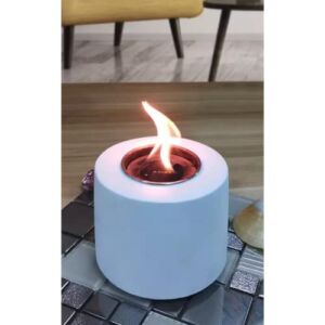Table top Fireplace Tabletop fire Pit Outdoor/Indoor Small fire Bowl for Tabletop with Real Flame Great for spa Decor Deck Table top firepit or Porch fire Bowl (4.6×4.6, White)