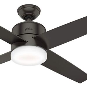Hunter Fan 54 inch Contemporary Indoor Noble Bronze Ceiling Fan with Light Kit and Remote Control (Renewed)