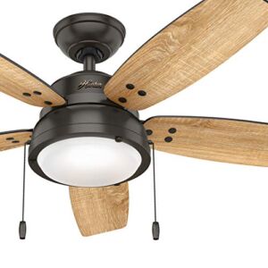 Hunter Fan 46 inch Contemporary Noble Bronze Indoor Ceiling Fan with Light Kit (Renewed)