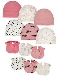 Onesies Brand baby girls 12-piece Cap and Set Mittens, Pink Bunny, 0-6 Months US