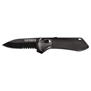 Gerber Highbrow Compact, Pocket Knife with Assisted Open, Serrated Edge Blade, Black