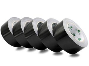 5 Pack Black Duct Tape Roll Crafts, Residue Free Duct Sealing Tape Multi Pack, 8.3Mil x1.88Inch x 35Yds, BOMEI PACK