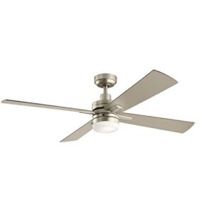 Kichler Lija 52 inch LED Ceiling Fan in Nickel with Etched Cased Opal Glass