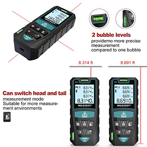Laser Measure, Mileseey by RockSeed 165 Feet Digital Laser Distance Meter with 2 Bubble Levels,M/in/Ft Unit Switching Backlit LCD and Pythagorean Mode, Measure Distance, Area and Volume (165 Feet) | The Storepaperoomates Retail Market - Fast Affordable Shopping