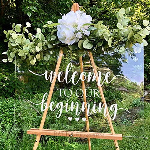 BATTOO Wedding Welcome Sign Decal Welcome to Our Beginning Couples Wedding Reception Home Adhesive Sticker – Marriage Wedlock of Love Wedding Ceremony Decal 20″ Wide by 11″ Tall, White | The Storepaperoomates Retail Market - Fast Affordable Shopping