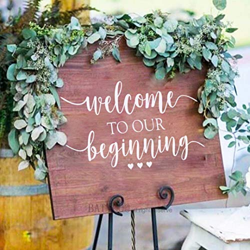 BATTOO Wedding Welcome Sign Decal Welcome to Our Beginning Couples Wedding Reception Home Adhesive Sticker – Marriage Wedlock of Love Wedding Ceremony Decal 20″ Wide by 11″ Tall, White | The Storepaperoomates Retail Market - Fast Affordable Shopping
