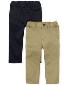 The Children’s Place baby boys and Toddler Uniform Skinny Chino 2-pack Pants, Flax/New Navy 2 Pack, 4T US