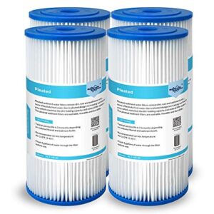 Membrane Solutions 20 Micron Pleated Water Filter Home 10″x4.5″ Whole House Heavy Duty Sediment Replacement Cartridge Compatible with ECP10-1,ECP20-BB,R50-BBSA,FXHSC,CB1-SED10-BB (4 Pack)