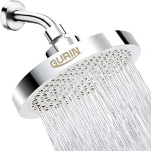 GURIN Shower Head High Pressure Rain, Luxury Bathroom Showerhead with Chrome Plated Finish, Adjustable Angles, Anti-Clogging Silicone Nozzles (2.5 GPM)