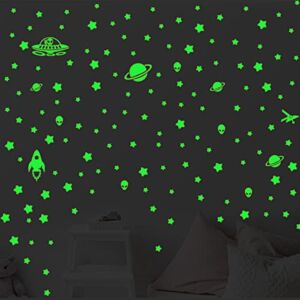 Glow in The Dark Stars, Glow in The Dark Stars for Ceiling, Space Galaxy Planets Space Ship Glow in The Dark Stickers for Kids, Super Bright Ceiling Stars Glow in The Dark Wall Decals for Girls Boys Bedroom Party Gift (280 pcs)