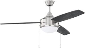 Craftmade PHA52BNK3-BNGW Phaze 3 Blade 52″ Ceiling Fan with LED Light, Brushed Polished Nickel