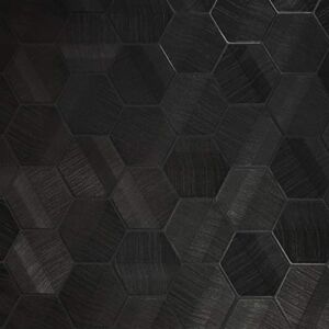 76 sq.ft roll Zambaiti Parati Textured Italian wallcoverings Modern Embossed Vinyl Non-Woven Wallpaper Black Hexagon Feature Geometric Design Textures coverings 3D Wall Covering