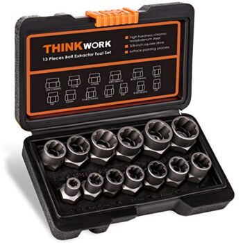 THINKWORK Bolt Extractor Set, 13+1 Pieces Impact Bolt & Nut Remover Set, Stripped Lug Nut Remover, Extraction Socket Set for Removing Damaged, Frozen, Rusted, Rounded-Off Bolts, Nuts & Screws | The Storepaperoomates Retail Market - Fast Affordable Shopping