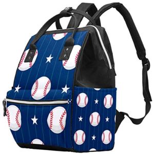 Shiiny Baseball Sport Seamless Pattern Diaper Bag Backpack for Baby Care, Multi Function Waterproof and Cooler Tote Travel Backpack (Nappy Bag, Tissue Pocket)