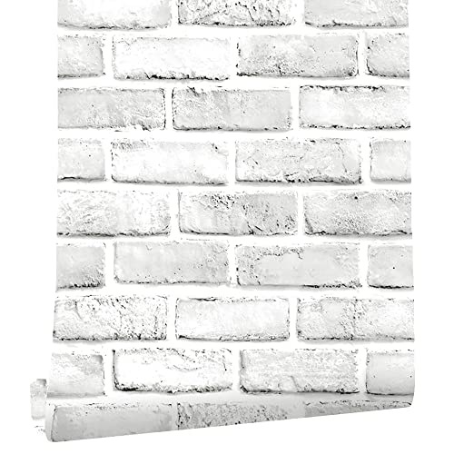 Cohoo Home White Gray Peel and Stick Wallpaper Brick Contact Paper 120” ×18” Faux 3D Brick Wall Paper White Grey Self Adhesive Wallpaper Removable Wallpaper Brick Backsplash Stick and Peel Vinyl Film | The Storepaperoomates Retail Market - Fast Affordable Shopping