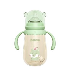 POTATO Baby Bottles PPSU Baby Feeding Bottle 10 oz Anti-Colic Bottles with Silicone Nipples Breastfeeding Bottles for Babies & Toddlers- Green